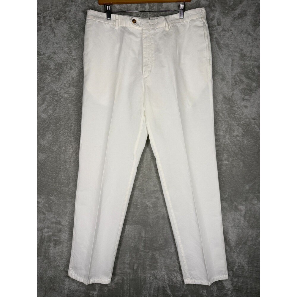 Loro Piana Chino Pants Men 36x34 54 White Classic Straight Leg Cotton Flax Italy